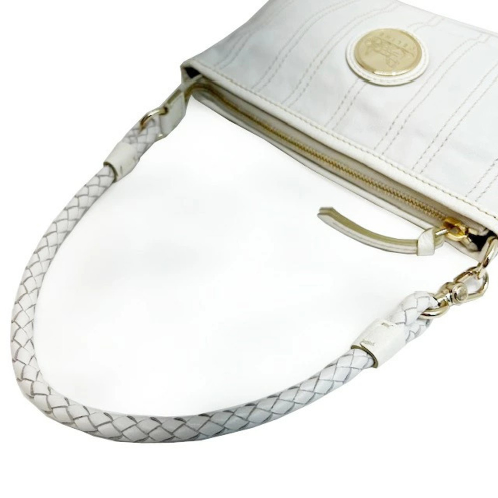 CELINE Accessory Clutch White Leather Intrecciato Bag - Picture 7 of 9